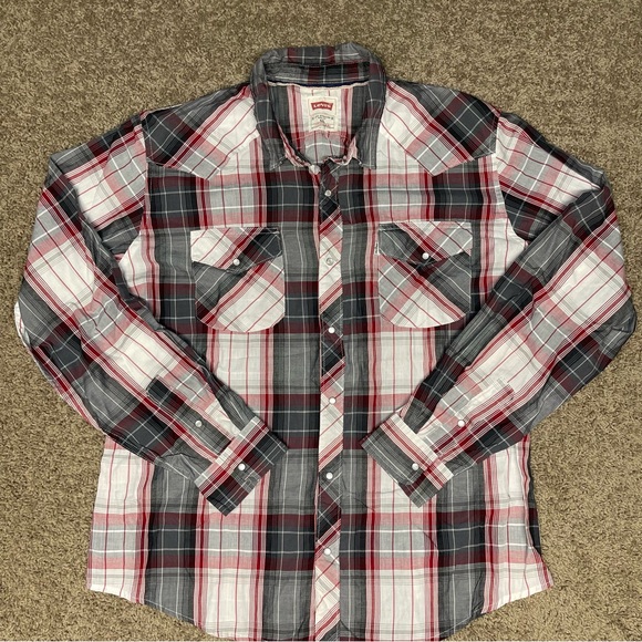 Levi’s pearl snap casual button down long sleeve shirt size XL western cowboy - Picture 4 of 7